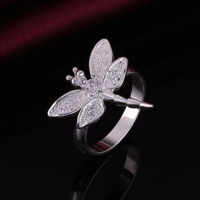 Anillo libélula mariposa plata de ley 925 talla 8 B5 Foto 1 de 4