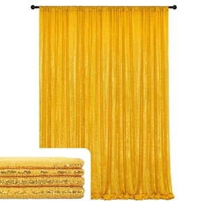 Gold Sequin Backdrop Curtain for Party Thick 8ft x 10ft Gold Sequin Backdrop ... - Picture 1 of 6