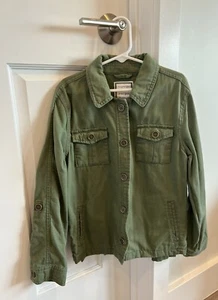 GYMBOREE Girls Long Sleeve Khaki Green Jacket with Pockets Size M (Size 7-8) - Picture 1 of 9