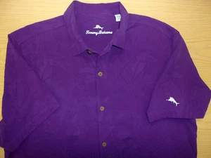 Tommy Bahama Al Fresco Tropics Jacquard 100% Pure Silk Camp Shirt Purple L ~NEU~ - Bild 1 von 2