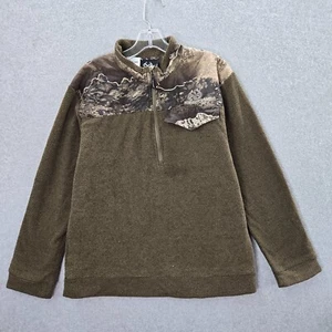 RealTree Men Sweatshirt Medium Brown Camo 1/4 Zip Pocket Mock Neck Long Sleeve - Picture 1 of 9