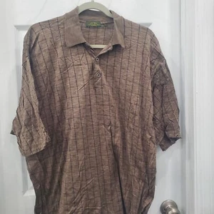 Peter Scott EE. UU. Para Hombres 2XL Tostado Negro Cuadros Vestido Informal Golf Polo Manga Corta - Imagen 1 de 9