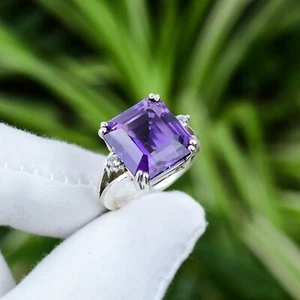 925 Sterling Silver Amethyst Ring – Genuine Purple Gemstone Jewelry for Women - Picture 1 of 7