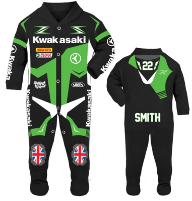 SPITTING LIZARD DESIGN 2024 Kwakasaki Baby Biker Race Sleep Suit