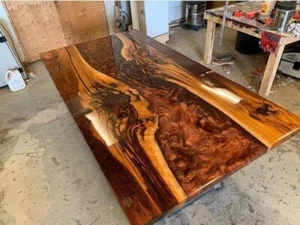 Epoxy Resin Top Dining Table Handmade Wooden Cafeteria Modenr Arts Home Decors - Picture 1 of 10
