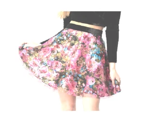 Trixxi Women's Junior's Floral Velvet Trim Mesh Mini Party Skirt Size 11 $99 - Picture 1 of 2