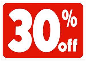 30% Off Sale Sign Business Retail Store Shopping Message Signs Durable Plastic - Picture 1 of 6