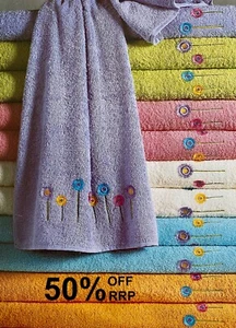 Italian Elegant Set of Bath Towels 100%Cotton Margarita Flower by Donna-Besana - Picture 1 of 18
