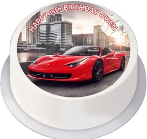 Edible ferrari style decoration Cake Topper choices of size, iced and standing - Picture 1 of 5