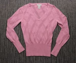 Suéter Banana Republic Para Mujer S Rosa Diamante Tejido Abierto Preppy Cottagecore - Imagen 1 de 8