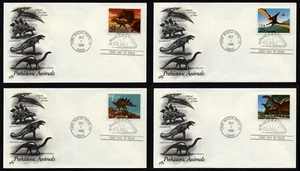 USA, SCOTT # 2422-2425, SET OF 4 ARTCRAFT FDC COVERS 1989 PREHISTORIC ANIMALS - Picture 1 of 5