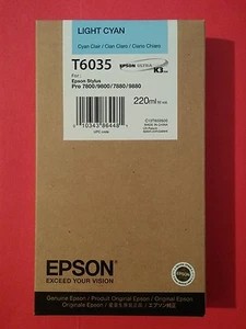 08-2023 NOWY 220ml ORYGINALNY EPSON T6035 LEKKI CYJAN K3 ATRAMENT PRO 7800 9800 7880 9880 - Zdjęcie 1 z 1