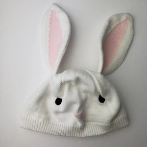 Gymboree Hoot & Hop Ivory White Knit Rabbit Bunny Ears Beanie Hat 0-6 Months - Bild 1 von 6