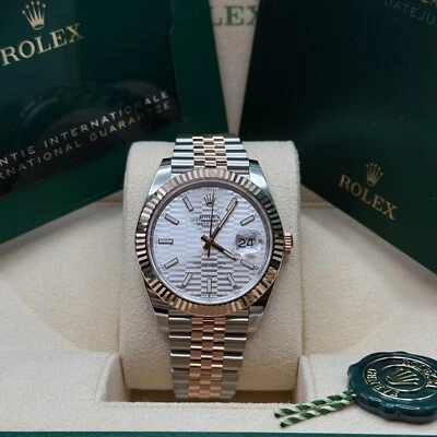 Rolex Datejust 41 Plata Motivo Índice Dos Tonos Oro Rosa Acanalado Pulsera Jubileo Foto 1 de 4