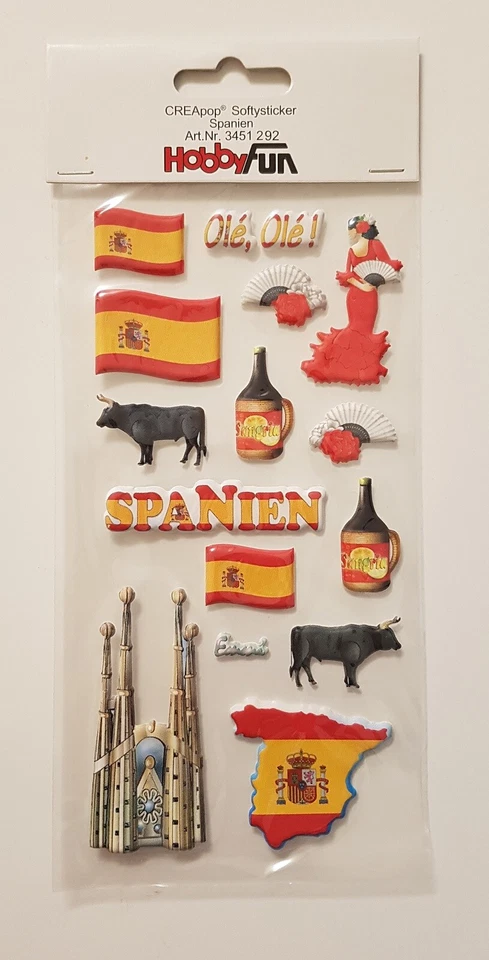 SOFTY STICKER Aufkleber ★ Softysticker Bogen ★ SPANIEN 1mm ★ neu OVP ★ Hobbyfun - Bild 1 von 1