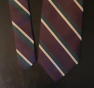 VTG 70s Brooks Brothers Makers Purple Stripe Repp Jacquard Silk Neck Tie 54 x 3 - Picture 1 of 5