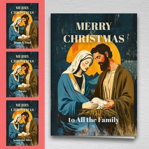 Religiöse Weihnachtskarte für Erwachsene, Familie, besondere Freunde Jesuskind Krippe - Bild 1 von 211