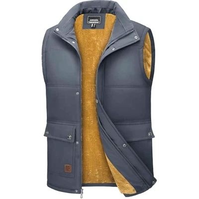 TacVasen Vest Fleece Lined Gray Puffer Full Zip Snap Quilted Sz M Men's - Image 1 of 4