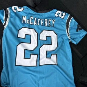 Carolina Panthers #22 McCaffrey Jersey kids sizeS NFL Nike On Field EC - Picture 1 of 5
