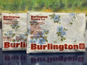 Burlington House Floral Full Flat Spannbettlaken Set Blau Baumwolle Poly Vintage 60er 70er - Bild 1 von 8