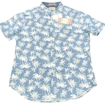 NWT Jachs New York Men's Sz M Short Sleeve Shirt Stretch Button Front Blue Palm - Image 1 of 4