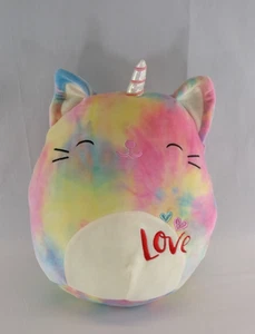 SQUISHMALLOW KELLYTOY 12” Cali the Caticorn Tie-Dye Rainbow Cat Soft Plush - EUC - Picture 1 of 13