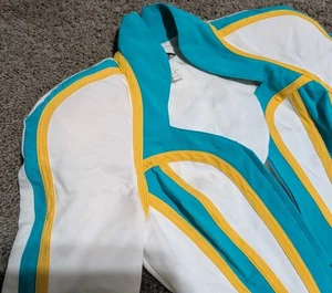 Vintage IIF Women Jacket Blazer Padded Shoulders Size 4 100% Raylon USA Turquois - Picture 1 of 14