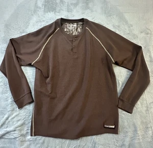 Realtree XL Brown Henley Long Sleeve Thermal Shirt Camo Hunting Outdoor - Picture 1 of 8