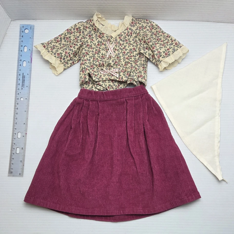 Handmade Dupe American Girl Felicity Floral Laced Jacket, Corduroy Skirt & Scarf - Image 1 of 2