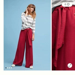 Anthropologie Maeve Hose weites Bein Gürtel 0 burgunderrot sehr guter Zustand - Bild 1 von 7