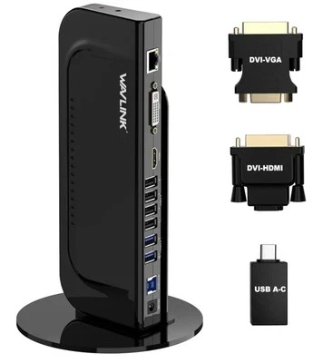 USB 3.0 Universal Laptop Docking Station Dual Video Outputs Support HDMI/DVI/VGA - Image 1 of 4