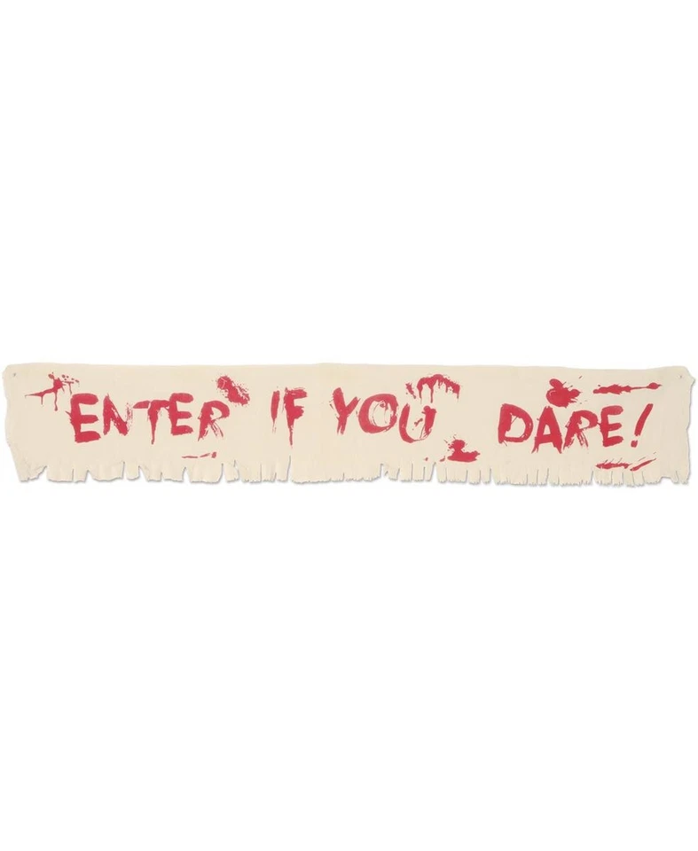 ¡Entra si te atreves! Banner de tela de tamaño 12" x 6' para Halloween - Beistle Foto 1 de 1
