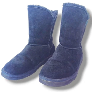 Lam Thalia Black Suede Boots Faux Fur Lined Women's Size 7 Booties Snow Ski - Picture 1 of 15