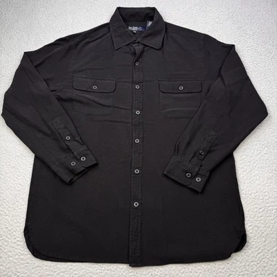Nat Nast Shirt Mens Medium Black Silk Cotton Long Sleeve Button Up Casual - Image 1 of 4