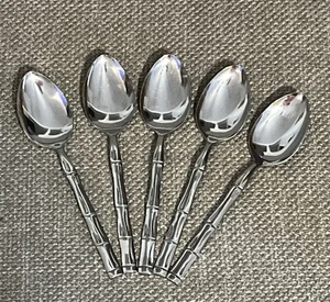 Set 5 cucchiaini da zuppa inox REED & BARTON Rebacraft Royal Bamboo Japan - Foto 1 di 3