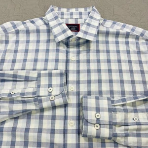 UNTUCKit Button Shirt Mens Large Blue White Plaid Guilan WF Wrinkle Free Cotton - Picture 1 of 8