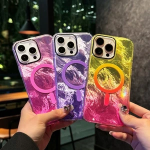 Coque Magnétique pour iPhone 14 15 16 Pro Max Motif Glacier Changement Graduel de Couleur - Photo 1 sur 21
