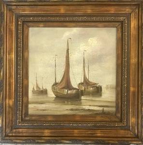 Pintura Original Jean Laurent Sobre Lienzo “Escena de Barco” - Imagen 1 de 5