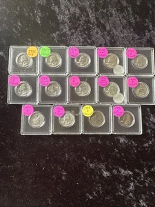 1956, 1957, 1962, 1964 D, 1983 D and 1996 S Washington Silver Quarters Lot of 14 - Picture 1 of 12