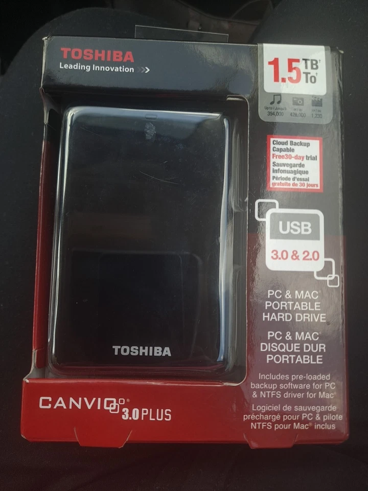 Toshiba HDTC615XK3B1 1.5TB Toshiba Canvio 3.0 Plus Portable Hard Drive Black New - Image 1 of 1