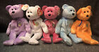 Ty Beanie Babies Decade Bears Set Of 5 Pink White Orange Purple Blue 2003