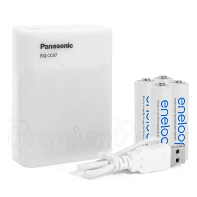 Panasonic eneloop BQ-CC87 Charger USB Input & Output Quick + 4 AA NiMH batteries - Image 1 of 4