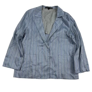Chaqueta Blazer Linda Allard Ellen Tracy 100% Seda Azul Rayas Manga 3/4 Talla 10 - Imagen 1 de 14