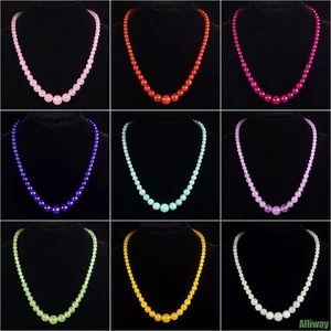 Mehrfarbige Jade Edelstein Perlen Halskette 6mm 8mm 10mm 12mm 14mm 18" - Bild 1 von 17