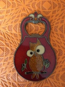 Vintage Double Sided Owl Parthenon Bottle Opener Enamelled Greece - Picture 1 of 2