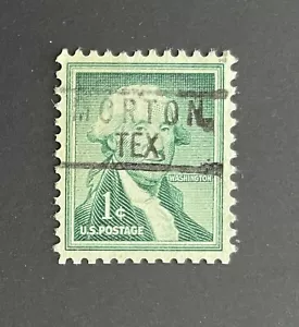 Morton, Texas Type 801 Precancel - 1 cent Washington - U.S. #1031 - TX - Picture 1 of 1