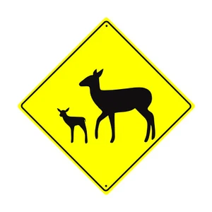 Letrero de metal de aluminio de aluminio de aluminio de ciervo con cervatillo cruzando animal Xing novedad aviso de carretera - Imagen 1 de 1