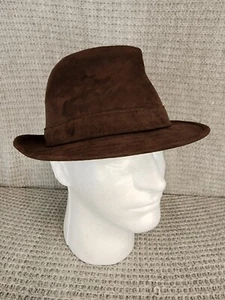 Weatherproof Fedora Hat brown microsuede Size Medium - Picture 1 of 7