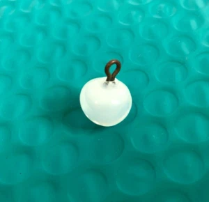 Vintage White Glass Round Button With Metal Shank 1/2" - Foto 1 di 3
