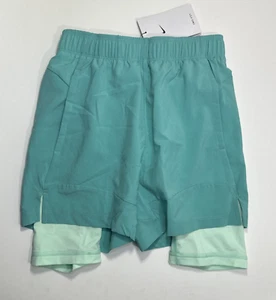 Nike Boys Yoga 2-in-1 Training Shorts DM8522-392 Size XS Aqua Green NEW - Picture 1 of 4